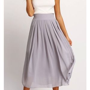 Gray lavender chiffon midi skirt